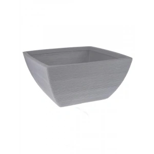 Yivli Gri Plastik Kare Saksı, 52x52x25 cm