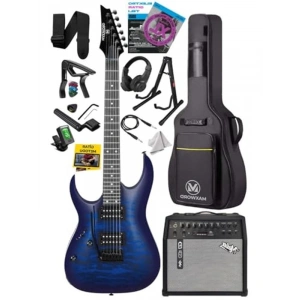 Yüksek Kalite 50W Amfili Elektro Gitar, Mavi Rosewood