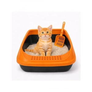 Yüksek Kenarlı Kedi Tuvaleti, Kolay Temizleme, Kum Dağılmaz