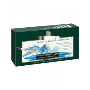 Yüksek Pigmentli Suluboya Markör Seti - 5li, Çift Uçlu