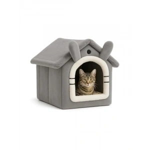 Yumuşak Kedi Yatağı - Derin Uyku Evi, Gri