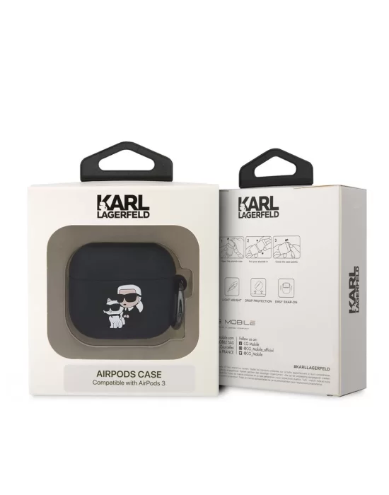 Apple Airpods 3. Nesil Kılıf Karl Lagerfeld Orjinal Lisanslı Karl & Choupette 3D Silikon Kapak