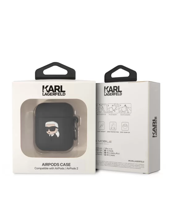 Apple Airpods Kılıf Karl Lagerfeld Orjinal Lisanslı Karl 3D Silikon Kapak