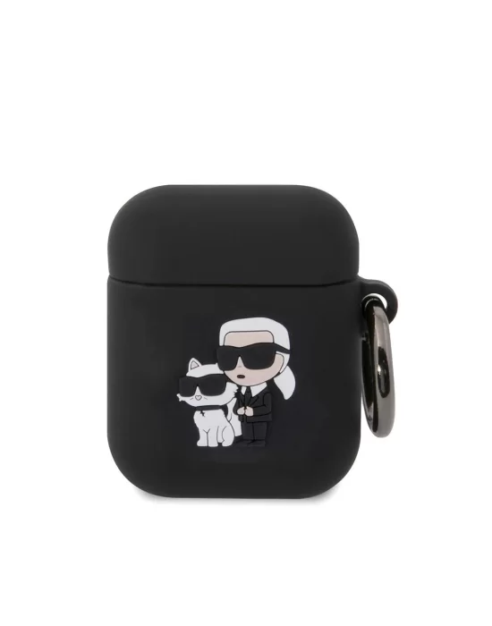 Apple Airpods Kılıf Karl Lagerfeld Orjinal Lisanslı Karl & Choupette 3D Silikon Kapak