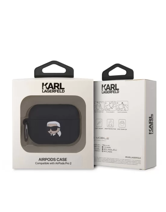 Apple Airpods Pro 2 Kılıf Karl Lagerfeld Orjinal Lisanslı Karl 3D Silikon Kapak