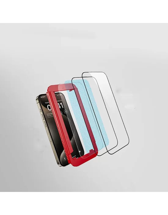 Apple iPhone 13 Casebang Clear HD Ekran Koruyucu + Kolay Uygulama Aparatı