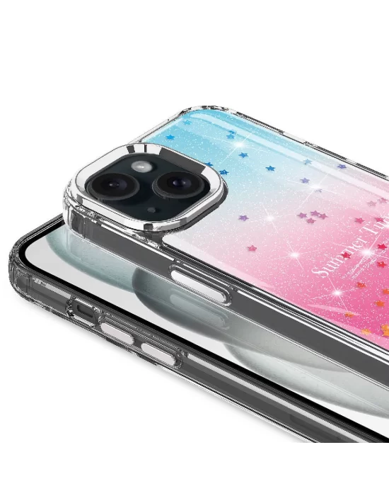 Apple iPhone 13 Kılıf Simli Desenli Parlak Zore Task Kapak