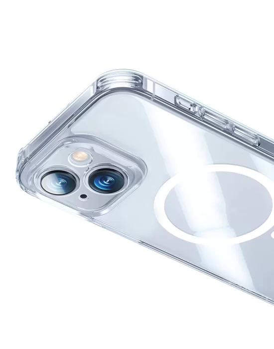 Apple iPhone 14 Kılıf Magsafe Şarj Özellikli Benks Magnetic Shiny Glass Serisi Kapak