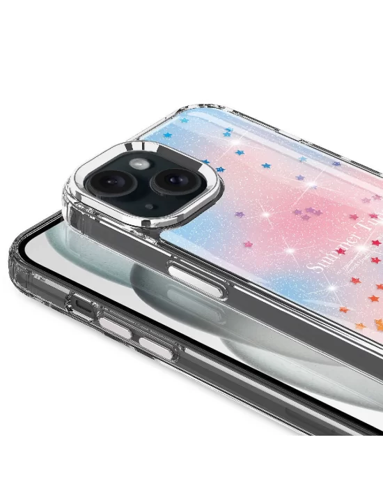 Apple iPhone 14 Kılıf Simli Desenli Parlak Zore Task Kapak