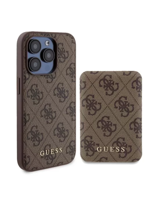 Apple iPhone 14 Pro Kılıf Guess Orjinal Lisanslı Magsafe Şarj Özellikli Yazı Logolu 4G Desenli Kapak + Powerbank 5000mAh 2in1 Set