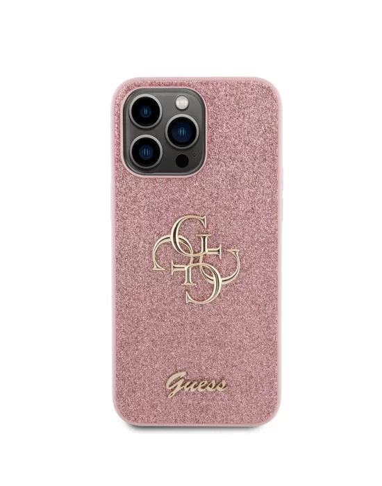 Apple iPhone 14 Pro Max Kılıf Guess Orjinal Lisanslı 4G Büyük Metal Logolu Glitter Kapak