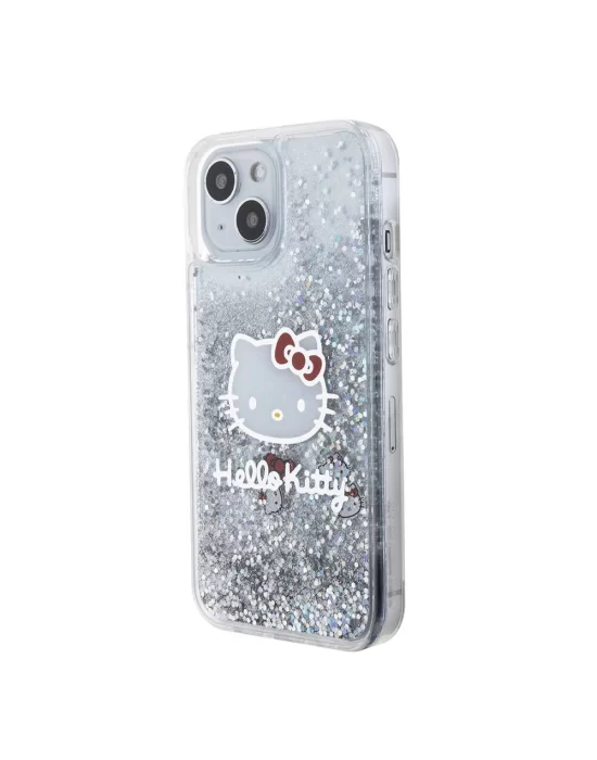 Apple iPhone 15 Kılıf Hello Kitty Orjinal Lisanslı İkonik Sıvılı Glitter Kapak