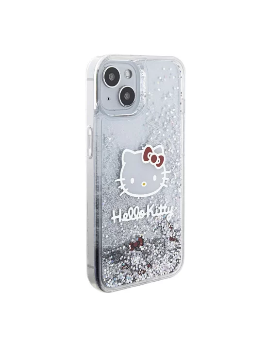 Apple iPhone 15 Kılıf Hello Kitty Orjinal Lisanslı İkonik Sıvılı Glitter Kapak