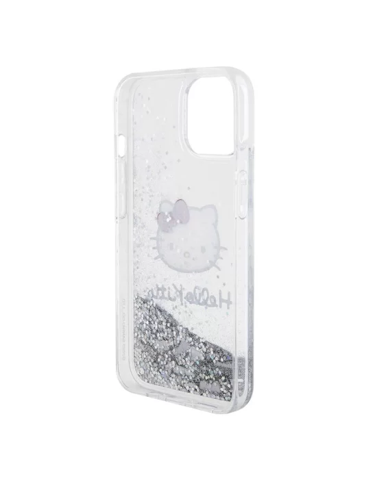 Apple iPhone 15 Kılıf Hello Kitty Orjinal Lisanslı İkonik Sıvılı Glitter Kapak