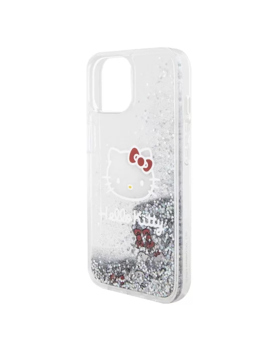 Apple iPhone 15 Kılıf Hello Kitty Orjinal Lisanslı İkonik Sıvılı Glitter Kapak