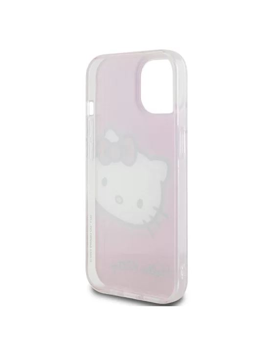 Apple iPhone 15 Kılıf Hello Kitty Orjinal Lisanslı Yazı ve İkonik Logolu Kitty Head Kapak