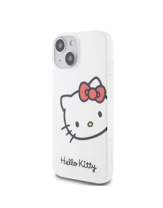 Apple iPhone 15 Kılıf Hello Kitty Orjinal Lisanslı Yazı ve İkonik Logolu Kitty Head Kapak