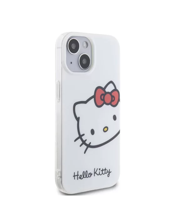 Apple iPhone 15 Kılıf Hello Kitty Orjinal Lisanslı Yazı ve İkonik Logolu Kitty Head Kapak