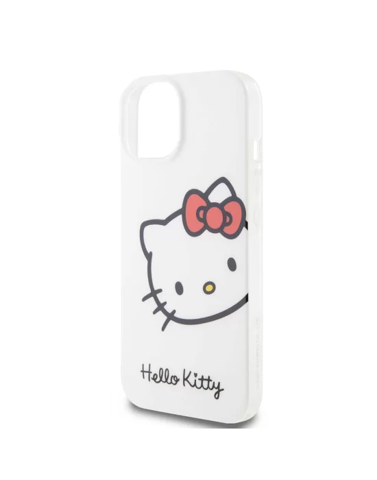 Apple iPhone 15 Kılıf Hello Kitty Orjinal Lisanslı Yazı ve İkonik Logolu Kitty Head Kapak