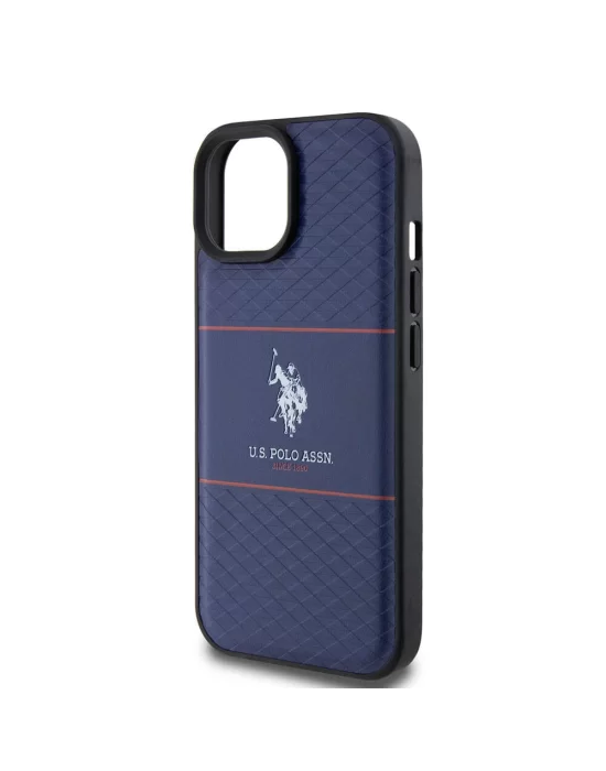 Apple iPhone 15 Kılıf U.S. Polo Assn. Orjinal Lisanslı Deri Şeritli Logo Dizayn Kapak