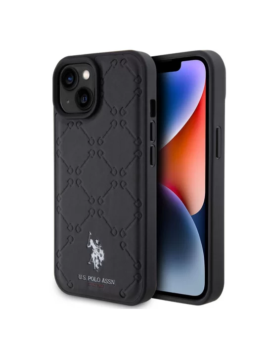 Apple iPhone 15 Kılıf U.S. Polo Assn. Orjinal Lisanslı HS Desenli Baskı Logolu Suni Deri Kapak