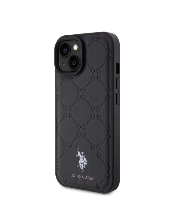 Apple iPhone 15 Kılıf U.S. Polo Assn. Orjinal Lisanslı HS Desenli Baskı Logolu Suni Deri Kapak