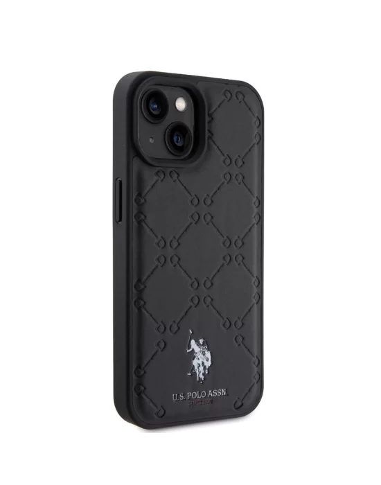 Apple iPhone 15 Plus Kılıf U.S. Polo Assn. Orjinal Lisanslı HS Desenli Baskı Logolu Suni Deri Kapak