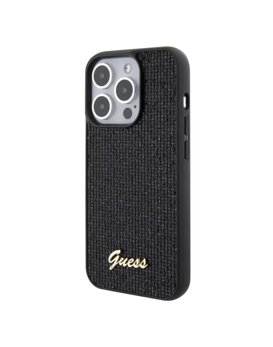 Apple iPhone 15 Pro Kılıf Guess Orjinal Lisanslı Yazı Logolu Disco Script Metal Kapak