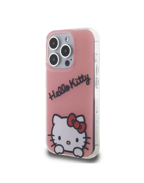 Apple iPhone 15 Pro Kılıf Hello Kitty Orjinal Lisanslı Askılı Yazı ve İkonik Logolu Daydreaming Kapak