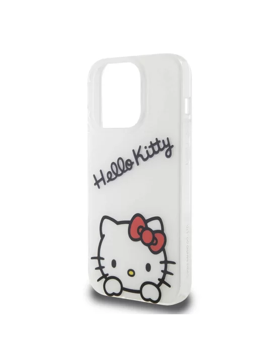 Apple iPhone 15 Pro Kılıf Hello Kitty Orjinal Lisanslı Askılı Yazı ve İkonik Logolu Daydreaming Kapak