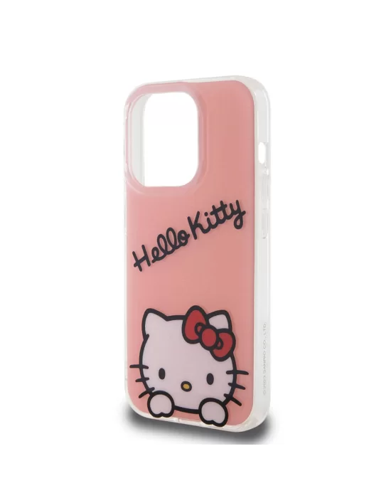 Apple iPhone 15 Pro Kılıf Hello Kitty Orjinal Lisanslı Askılı Yazı ve İkonik Logolu Daydreaming Kapak