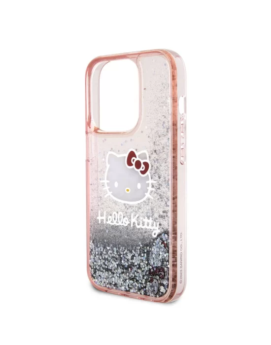 Apple iPhone 15 Pro Kılıf Hello Kitty Orjinal Lisanslı İkonik Sıvılı Glitter Kapak