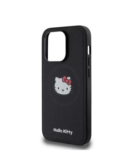 Apple iPhone 15 Pro Kılıf Hello Kitty Orjinal Lisanslı Magsafe Şarj Özellikli Kitty Head Deri Kapak