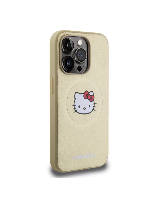 Apple iPhone 15 Pro Kılıf Hello Kitty Orjinal Lisanslı Magsafe Şarj Özellikli Kitty Head Deri Kapak