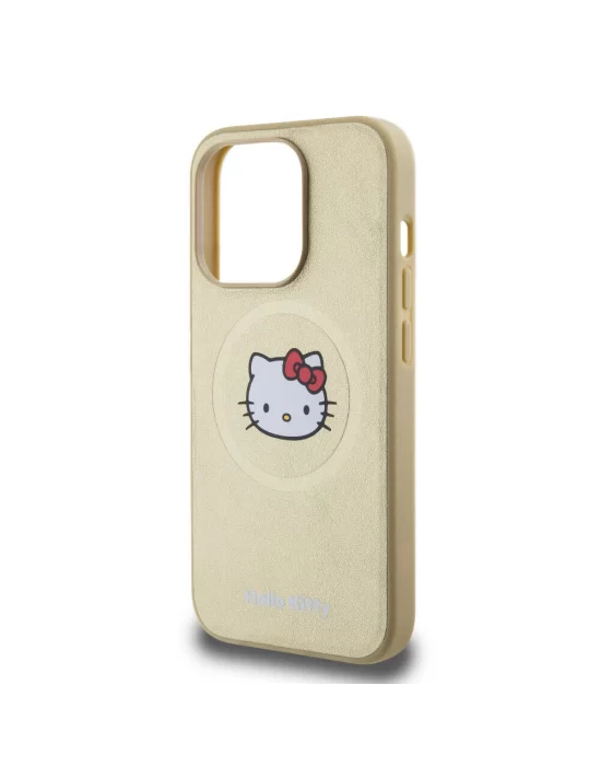 Apple iPhone 15 Pro Kılıf Hello Kitty Orjinal Lisanslı Magsafe Şarj Özellikli Kitty Head Deri Kapak