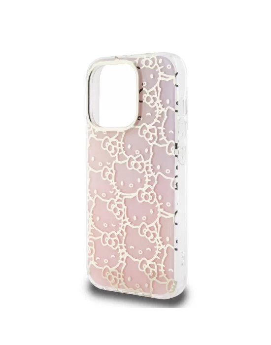 Apple iPhone 15 Pro Kılıf Hello Kitty Orjinal Lisanslı Renk Geçişli Elektroplating Kaplama Kitty Head Desenli Kapak