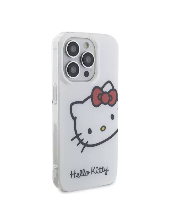 Apple iPhone 15 Pro Kılıf Hello Kitty Orjinal Lisanslı Yazı ve İkonik Logolu Kitty Head Kapak