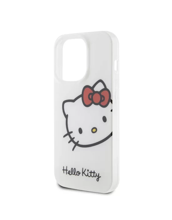 Apple iPhone 15 Pro Kılıf Hello Kitty Orjinal Lisanslı Yazı ve İkonik Logolu Kitty Head Kapak