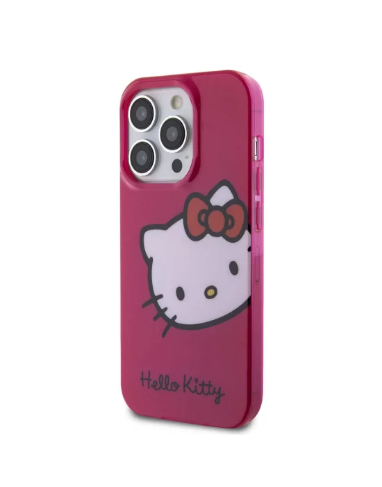 Apple iPhone 15 Pro Kılıf Hello Kitty Orjinal Lisanslı Yazı ve İkonik Logolu Kitty Head Kapak