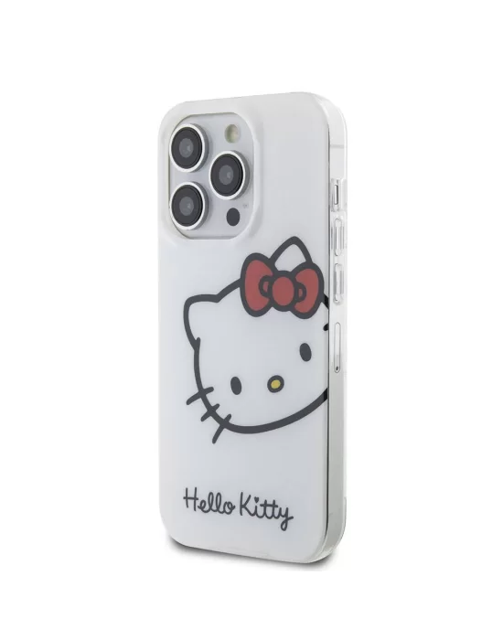 Apple iPhone 15 Pro Kılıf Hello Kitty Orjinal Lisanslı Yazı ve İkonik Logolu Kitty Head Kapak