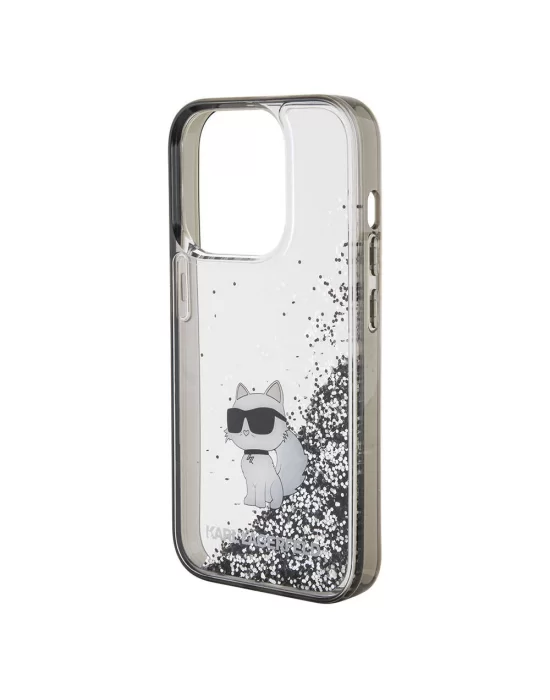 Apple iPhone 15 Pro Kılıf Karl Lagerfeld Choupette Sıvılı Glitter Orjinal Lisanslı Kapak