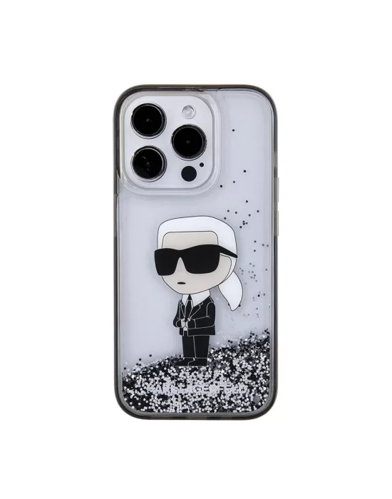 Apple iPhone 15 Pro Kılıf Karl Lagerfeld İkonik Sıvılı Glitter Orjinal Lisanslı Kapak