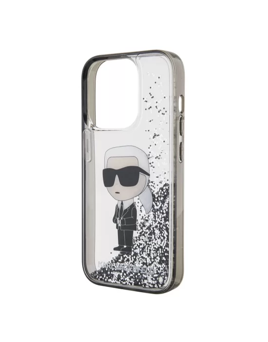 Apple iPhone 15 Pro Kılıf Karl Lagerfeld İkonik Sıvılı Glitter Orjinal Lisanslı Kapak