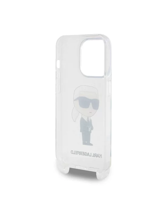 Apple iPhone 15 Pro Kılıf Karl Lagerfeld Orjinal Lisanslı Boyun Askılı Karl İkonik Crossbody Kapak