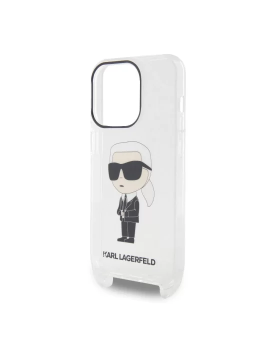 Apple iPhone 15 Pro Kılıf Karl Lagerfeld Orjinal Lisanslı Boyun Askılı Karl İkonik Crossbody Kapak