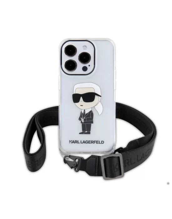 Apple iPhone 15 Pro Kılıf Karl Lagerfeld Orjinal Lisanslı Boyun Askılı Karl İkonik Crossbody Kapak