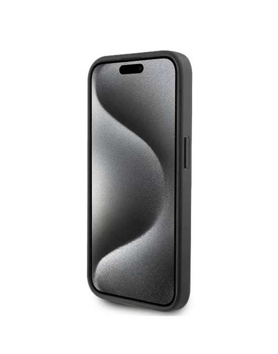 Apple iPhone 15 Pro Kılıf Karl Lagerfeld Orjinal Lisanslı Metal Logo Kartlıklı Saffiano Kapak