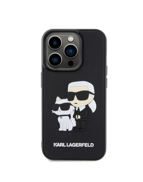 Apple iPhone 15 Pro Kılıf Karl Lagerfeld Silikon 3D K&C Logo Orjinal Lisanslı Kapak