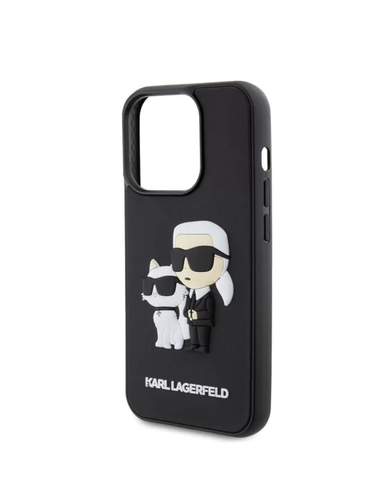 Apple iPhone 15 Pro Kılıf Karl Lagerfeld Silikon 3D K&C Logo Orjinal Lisanslı Kapak