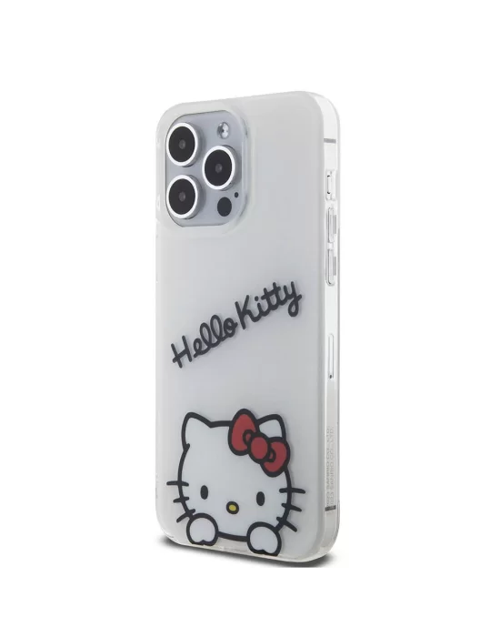 Apple iPhone 15 Pro Max Kılıf Hello Kitty Orjinal Lisanslı Askılı Yazı ve İkonik Logolu Daydreaming Kapak